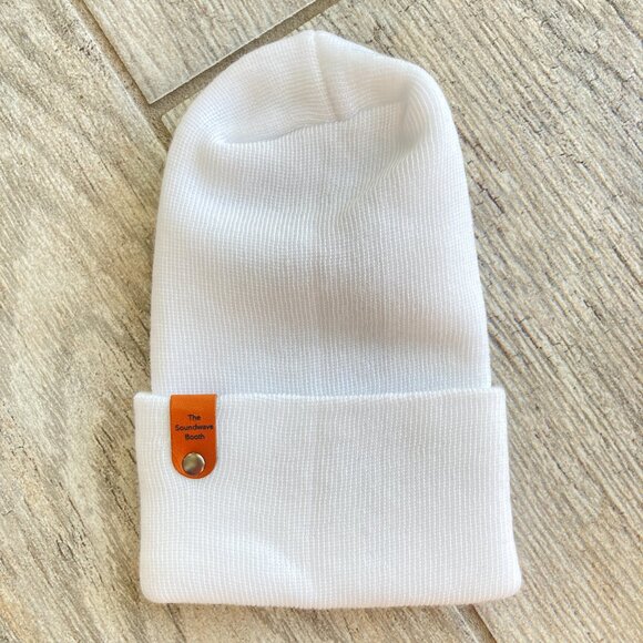 Love You To The Moon And Back Soundwave Newborn Baby Beanie - White - Premade - Picture 4 of 4